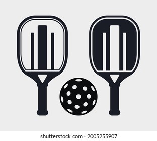 Pickleball paddle Printable Vector Illustration. Pickleball Paddles and Ball Vector, Pickleball Clipart, Pickleball Bat Symbol, icon, Logo