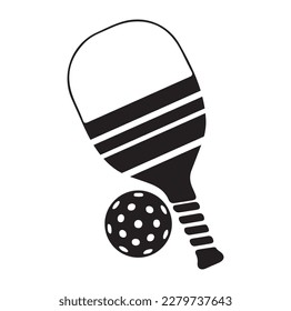 Pickleball paddle Printable Vector Illustration. Pickleball Paddles and Ball Vector, Pickleball Clipart, Pickleball Bat Symbol