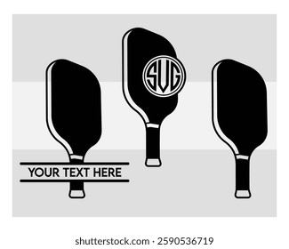 Pickleball Paddle, Pickleball Paddle Silhouette, Pickle Ball, Pickleball  Monogram, Split Monogram, Circle Monogram , illustration, Outline, Clipart, Vector, 