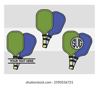 Pickleball Paddle, Pickleball Paddle Silhouette, Pickle Ball, Pickleball  Monogram, Split Monogram, Circle Monogram , illustration, Outline, Clipart, Vector, 