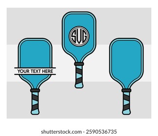 Pickleball Paddle, Pickleball Paddle Silhouette, Pickle Ball, Pickleball  Monogram, Split Monogram, Circle Monogram , illustration, Outline, Clipart, Vector, 