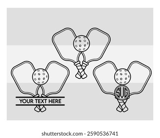 Pickleball Paddle, Pickleball Paddle Silhouette, Pickle Ball, Pickleball  Monogram, Split Monogram, Circle Monogram , illustration, Outline, Clipart, Vector, 