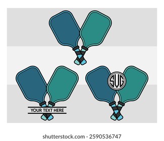 Pickleball Paddle, Pickleball Paddle Silhouette, Pickle Ball, Pickleball  Monogram, Split Monogram, Circle Monogram , illustration, Outline, Clipart, Vector, 