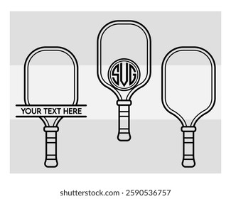 Pickleball Paddle, Pickleball Paddle Silhouette, Pickle Ball, Pickleball  Monogram, Split Monogram, Circle Monogram , illustration, Outline, Clipart, Vector, 