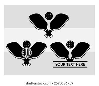 Pickleball Paddle, Pickleball Paddle Silhouette, Pickle Ball, Pickleball  Monogram, Split Monogram, Circle Monogram , illustration, Outline, Clipart, Vector, 