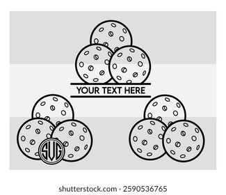 Pickleball Paddle, Pickleball Paddle Silhouette, Pickle Ball, Pickleball  Monogram, Split Monogram, Circle Monogram , illustration, Outline, Clipart, Vector, 