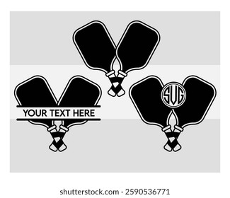 Pickleball Paddle, Pickleball Paddle Silhouette, Pickle Ball, Pickleball  Monogram, Split Monogram, Circle Monogram , illustration, Outline, Clipart, Vector, 