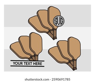 Pickleball Paddle, Pickleball Paddle Silhouette, Pickle ball, Pickleball  Monogram, Split Monogram, Circle Monogram , illustration, Ball, Ball Monogram, Vector, Clipart, 