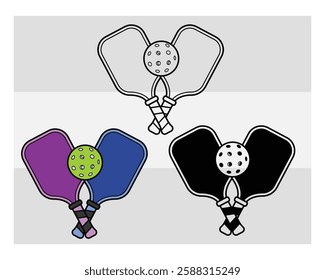 Pickleball Paddle, Pickleball Silhouette, Paddle, Sports, Pickle Ball, Ball vector, Clipart, Paddle Silhouette,