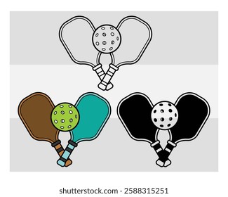 Pickleball Paddle, Pickleball Silhouette, Paddle, Sports, Pickle Ball, Ball vector, Clipart, Paddle Silhouette,