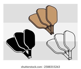 Pickleball Paddle, Pickleball Silhouette, Paddle, Sports, Pickle Ball, Ball vector, Clipart, Paddle Silhouette,