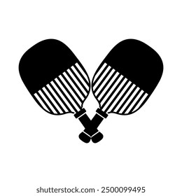 Pickleball paddle silhouette vector. Pickleball vector. Pickleball paddle with ball flat vector icon. Pickleball club and icons vector illustration
