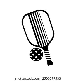 Pickleball paddle silhouette vector. Pickleball vector. Pickleball paddle with ball flat vector icon. Pickleball club and icons vector illustration