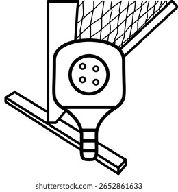 Pickleball Paddle Technical Icon – Line Art Vector