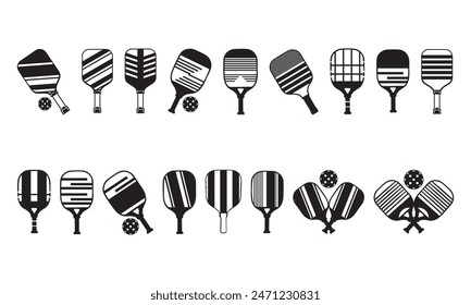 Pickleball paddle vector bundle illustration