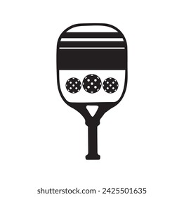 Pickleball paddle Vector Illustration. Pickleball Paddle and Ball Vector,  Clipart of Pickleball, Pickleball Bat and Symbol
