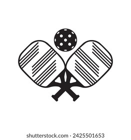 Pickleball paddle Vector Illustration. Pickleball Paddle and Ball Vector,  Clipart of Pickleball, Pickleball Bat and Symbol