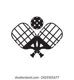 Pickleball paddle Vector Illustration. Pickleball Paddle and Ball Vector,  Clipart of Pickleball, Pickleball Bat and Symbol