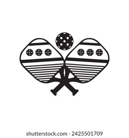 Pickleball paddle Vector Illustration. Pickleball Paddle and Ball Vector,  Clipart of Pickleball, Pickleball Bat and Symbol