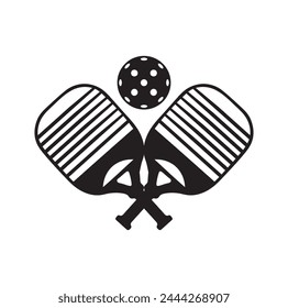 Pickleball paddle Vector Illustration. Pickleball Paddle and Ball Vector,  Clipart of Pickleball, Pickleball Bat and Symbol