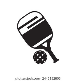 Pickleball paddle Vector Illustration. Pickleball Paddle and Ball Vector,  Clipart of Pickleball, Pickleball Bat and Symbol