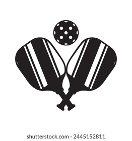 Pickleball paddle Vector Illustration. Pickleball Paddle and Ball Vector,  Clipart of Pickleball, Pickleball Bat and Symbol