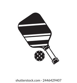 Pickleball paddle Vector Illustration. Pickleball Paddle and Ball Vector,  Clipart of Pickleball, Pickleball Bat and Symbol