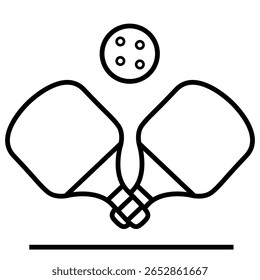 Pickleball Paddles and Ball Icon – Minimal Line Art Vector