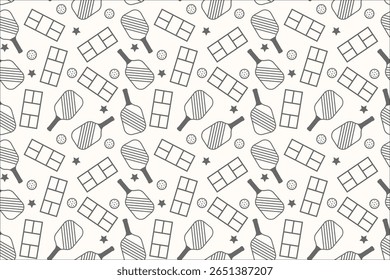 Pickleball Paddles and Courts Vector Pattern