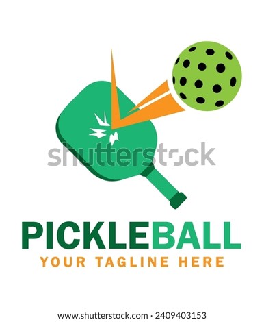 Pickleball paddles hit the ball custom text logo vector. You can use it as club logo, banner design etc.