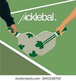 Pickleball Paddles on a Green Court