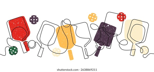 Pickleball pattern isolated on white background. Vector illustration.