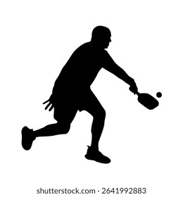 Pickleball Player Silhouette in Action, Man Playing Pickleball Vector Illustration