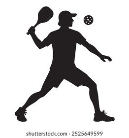 Pickleball Player vector silhouette illustration 