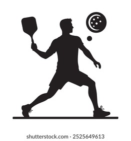 Pickleball Player vector silhouette illustration 