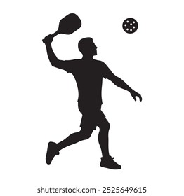 Pickleball Player vector silhouette illustration 