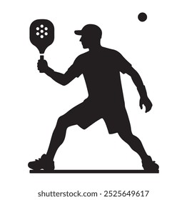 Pickleball Player vector silhouette illustration 