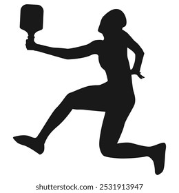 Pickleball player woman vector silhouette