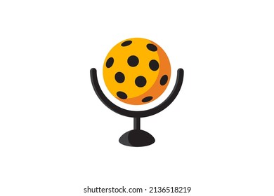 pickleball podcast logo with a combination of a ball and microphone