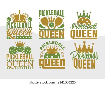 Pickleball Queen Printable Vector Illustration svg