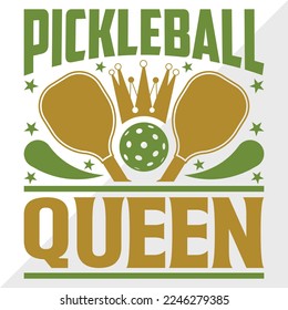 Pickleball Queen SVG Printable Vector Illustration