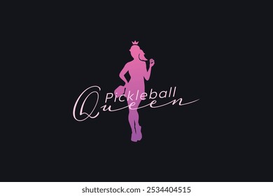 pickleball queen vector with crowned female pickleball player. It's great for t-shirt design, stickers, merchandise, etc.