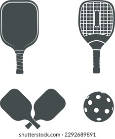 Pickleball racket and ball silhouette, Pickleball paddles silhouette, Pickleball ball silhouette