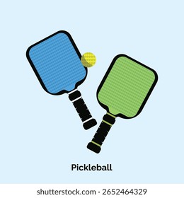 Pickleball is a racket or paddle sport vector, illustration.