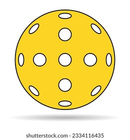 Pickleball racket sport, indoor ball paddle shadow icon, web flat symbol vector illustration .