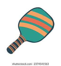 Ilustración vectorial de raqueta de bolas de bolas de colores en dibujos animados planos.