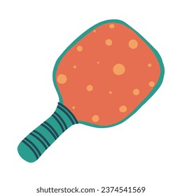 Pickleball racket vector illustration in colorful flat cartoon style.
