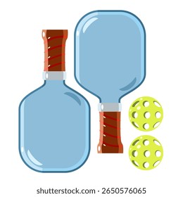 Pickleball rackets and balls vector illustration 
