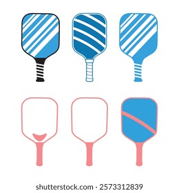 pickleball rackets set vector illustration