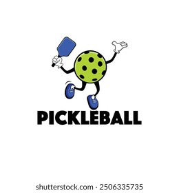 pickleball with racquet in hand logo vector	